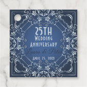 Elegant Classy Blue en Silver Wedding Jubileum Bedankjes Labels (Voorkant)