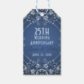 Elegant Classy Blue en Silver Wedding Jubileum Cadeaulabel (Voorkant)