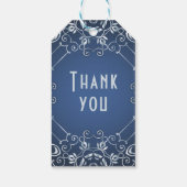 Elegant Classy Blue en Silver Wedding Jubileum Cadeaulabel (Achterkant)