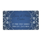 Elegant Classy Blue en Silver Wedding Jubileum Etiket (Voorkant)