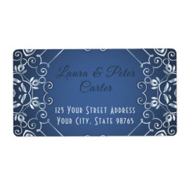 Elegant Classy Blue en Silver Wedding Jubileum Etiket
