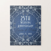 Elegant Classy Blue en Silver Wedding Jubileum Legpuzzel (Verticaal)