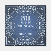 Elegant Classy Blue en Silver Wedding Jubileum Magneet (Voorkant)