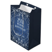 Elegant Classy Blue en Silver Wedding Jubileum Medium Cadeauzakje (Voorkant Gekanteld)