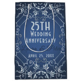 Elegant Classy Blue en Silver Wedding Jubileum Medium Cadeauzakje (Voorkant)