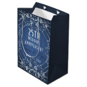 Elegant Classy Blue en Silver Wedding Jubileum Medium Cadeauzakje (Achterkant Gekanteld)