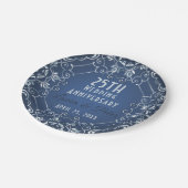 Elegant Classy Blue en Silver Wedding Jubileum Papieren Bordje (Gekanteld)