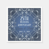 Elegant Classy Blue en Silver Wedding Jubileum Servet (Voorkant)