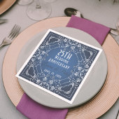 Elegant Classy Blue en Silver Wedding Jubileum Servet
