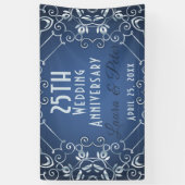 Elegant Classy Blue en Silver Wedding Jubileum Spandoek (Verticaal)