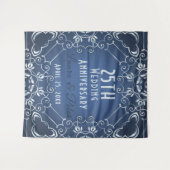 Elegant Classy Blue en Silver Wedding Jubileum Wandkleed (Voorkant (horizontaal))