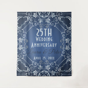 Elegant Classy Blue en Silver Wedding Jubileum Wandkleed