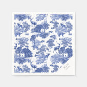 Elegant Classy Blue French Toile Deer Woodland Servet (Voorkant)