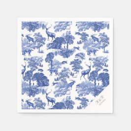 Elegant Classy Blue French Toile Deer Woodland Servet