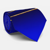 Elegant & Classy Blue & Gold Bar Patroon Stropdas (Opgerold)