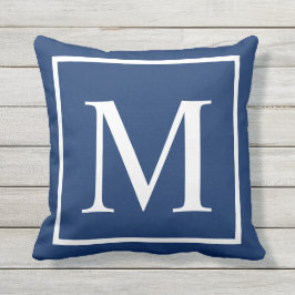 Elegant Classy Blue past monogram aan Buitenkussen