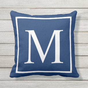 Elegant Classy Blue past monogram aan Buitenkussen