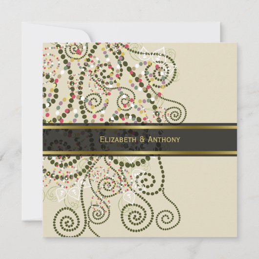 Elegant Classy Boho Green Spirals Wedding Invite Kaart (Achterkant)