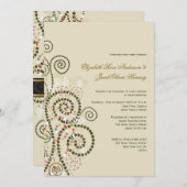 Elegant Classy Boho Green Spirals Wedding Invite Kaart (Voorkant / Achterkant)