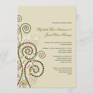 Elegant Classy Boho Green Spirals Wedding Invite Kaart