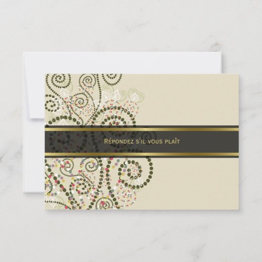 Elegant Classy Boho Green Spirals Wedding RSVP (Achterkant)