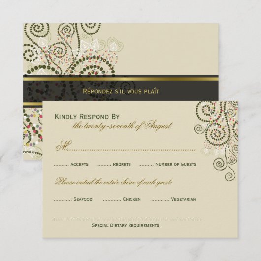 Elegant Classy Boho Green Spirals Wedding RSVP (Voorkant / Achterkant)