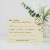 Elegant Classy Boho Green Spirals Wedding RSVP Kaartje (Staand voorkant)