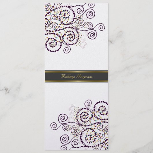 Elegant Classy Boho Paarse Spiralen Trouwprogramma Programmakaart (Achterkant)