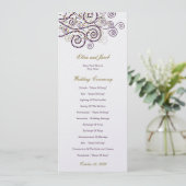 Elegant Classy Boho Paarse Spiralen Trouwprogramma Programmakaart (Staand voorkant)