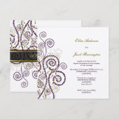 Elegant Classy Boho Paarse Spirals Wedding Invite Kaart (Voorkant / Achterkant)