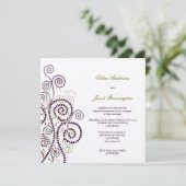Elegant Classy Boho Paarse Spirals Wedding Invite Kaart (Staand voorkant)