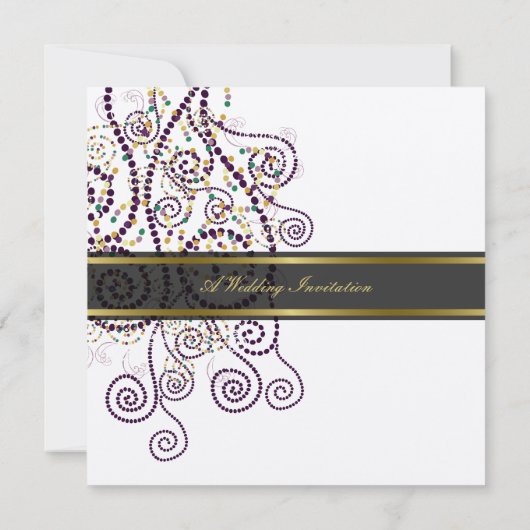 Elegant Classy Boho Paarse Spirals Wedding Invite Kaart (Achterkant)