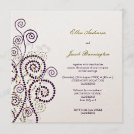 Elegant Classy Boho Paarse Spirals Wedding Invite Kaart