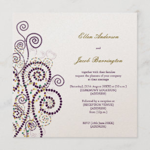 Elegant Classy Boho Paarse Spirals Wedding Invite Kaart