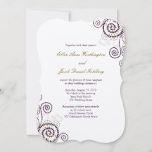 Elegant Classy Boho Paarse Spirals Wedding Invite