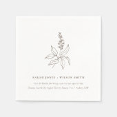 Elegant Classy Botanical Floral Sketch Wedding Servet (Voorkant)