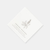 Elegant Classy Botanical Floral Sketch Wedding Servet (Hoek)