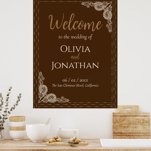Elegant Classy Bronze  bruiloft Welkomstbord Poster (Keuken)