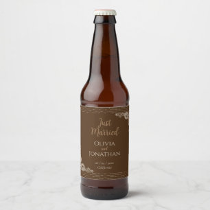 Elegant Classy Bronze  huwelijk Bier Etiket