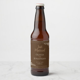 Elegant Classy Bronze  huwelijk Bier Etiket