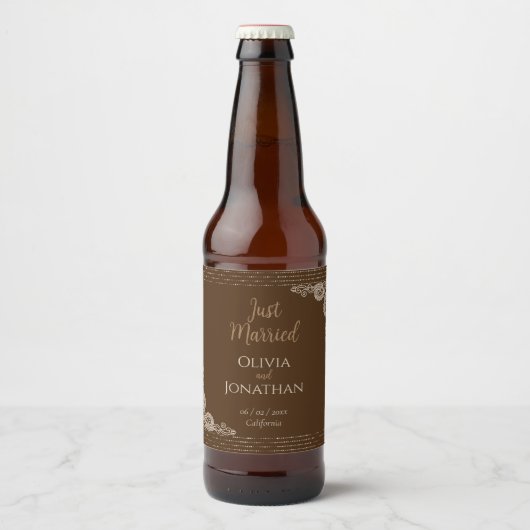 Elegant Classy Bronze huwelijk Bier Etiket (Voorkant)