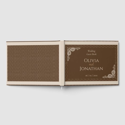 Elegant Classy Bronze  huwelijk Gastenboek (Volledig)