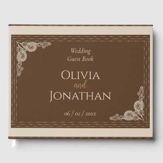 Elegant Classy Bronze huwelijk Gastenboek (Voorkant)