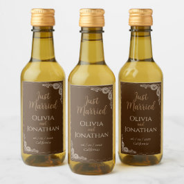 Elegant Classy Bronze huwelijk Wijn Etiket