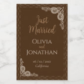 Elegant Classy Bronze  huwelijk Wijn Etiket (Enkel label)