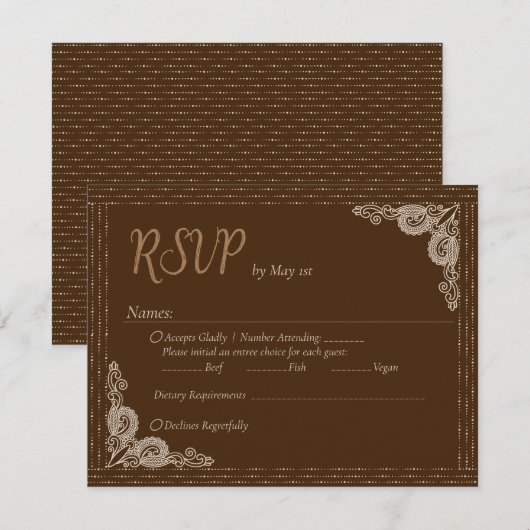 Elegant Classy Bronze RSVP Enclosure Kaart (Voorkant / Achterkant)