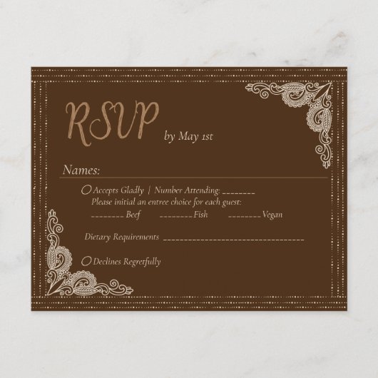 Elegant Classy Bronze  RSVP Enclosure Kaart (Voorkant)