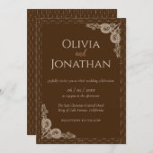 Elegant Classy Bronze - Uitnodiging tot bruiloft (Voorkant / Achterkant)