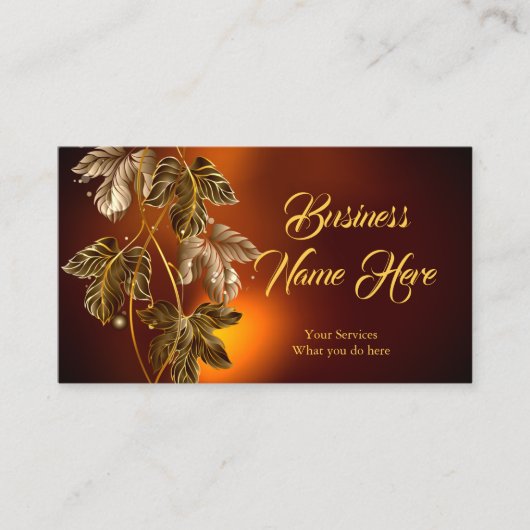 Elegant Classy Brown Gold Leaves Bronze Glow Visitekaartje (Voorkant)