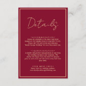 Elegant Classy Burgundy Gold Chic Wedding - Gegeve Informatiekaartje (Voorkant)